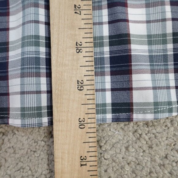 Mizzen + Main Shirt Medium Blue Plaid Trim Fit Performance Leeward USA Made - Picture 5 of 8